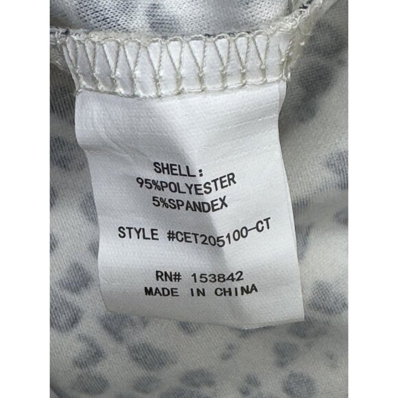 NEW Melloday Womens L Blouse top Black White Gray Stretch Zip Back Short Sleeves - Picture 7 of 10